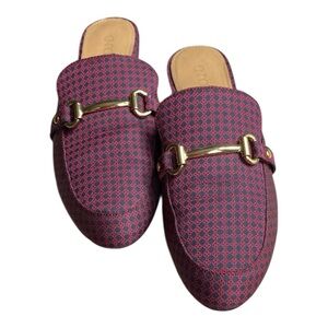 Abound Red and Black Mules with Gold Horsebit Detail